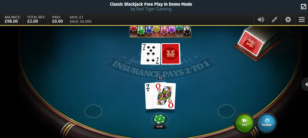 Blackjack Gameplay by Red Tiger Gaming Screenshot